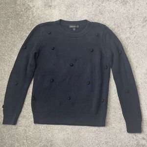 Banana Republic Sweater Womens Small Navy Blue Black Bobble Knit Polka Dot